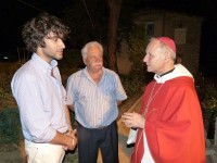 Rinaldo Morbidelli tra il sindaco di Corinaldo Principi e il vescovo di Jesi Rocconi