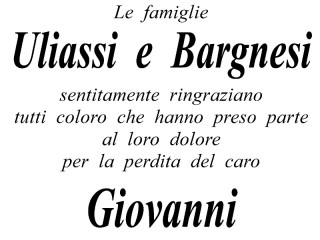 Ringraziamenti famiglie Uliassi e Bargnesi