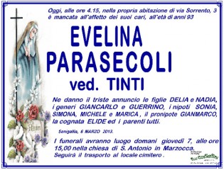 Manifesto funebre per Evelina Parasecoli