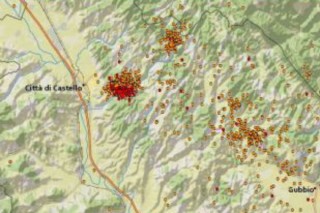 Terremoto a Città di Castello, mappa delle scosse