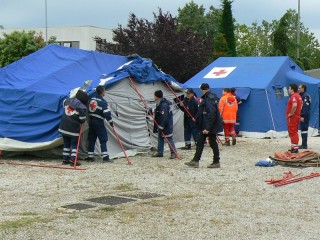 Il campo di Protezione Civile posto dalla Croce Rossa di Senigallia all'esercitazione di Barbara