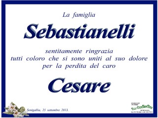 Ringraziamenti della famiglia per partecipazione al lutto per Cesare Sebastianelli