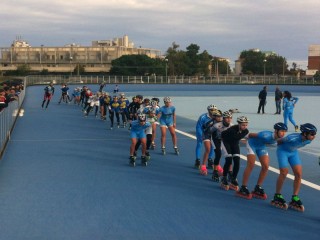 Atleti in allenamento al Pattinodromo di Senigallia