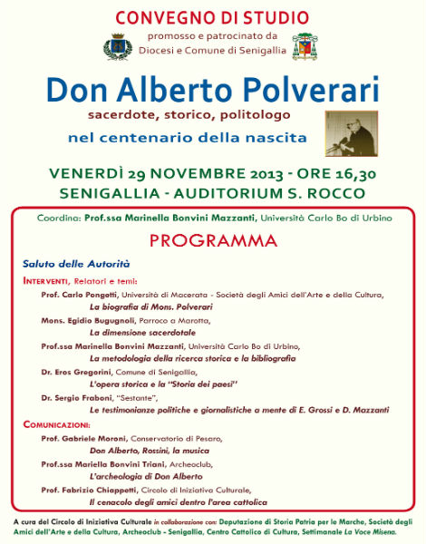 Programma del convegno in ricordo di Don Polverari
