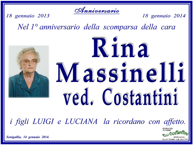 Manifesto funebre per Rina Massinelli