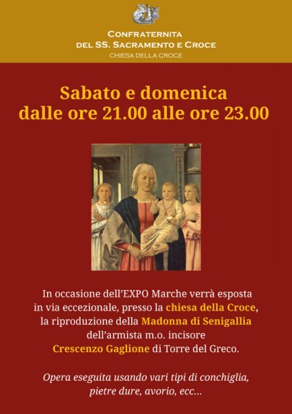 locandina sull'opera che riproduce la Madonna di Senigallia