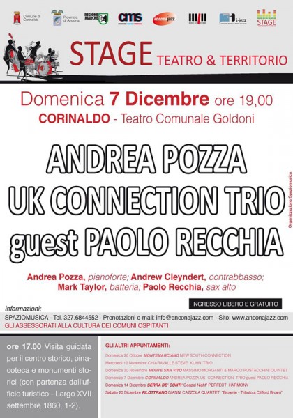 Stage, teatro e territorio: a Corinaldo l' "Andrea Pozza Uk Connection Trio"