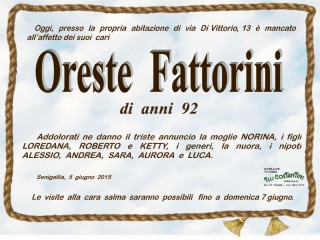 Oreste Fattorini, necrologio