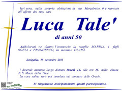 Manifesto funebre per Luca Talè