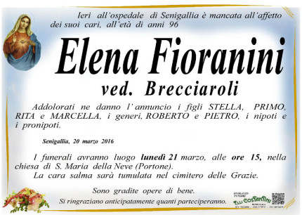 Necrologio Elena Fioranini