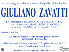 Manifesto funebre per Giuliano Zavatti