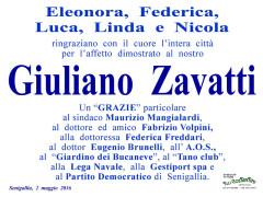 Manifesto di ringraziamento della Famiglia Zavatti