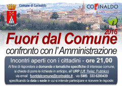 Locandina dell'iniziativa Fuori dal Comune promossa dall'amministrazione di Corinaldo