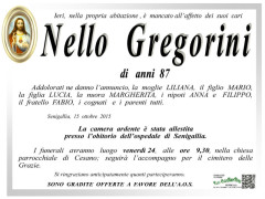 Nello Gregorini, necrologio