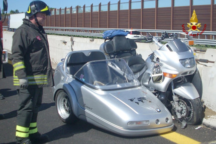 L'incidente in autostrada A14 che ha visto protagonista un sidecar