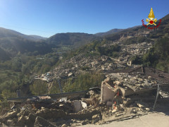 La frazione di Pescara del Tronto dopo la scossa di terremoto del 30 ottobre 2016