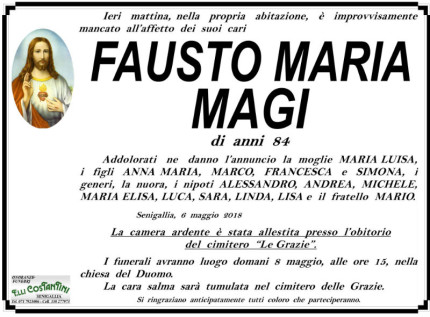 Fausto Maria Magi, necrologi