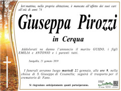 Giuseppa Pirozzi, necrologio