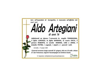 Necrologio Aldo Artegiani