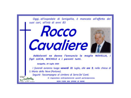 Necrologio Rocco Cvaliere