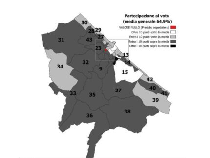 Dettaglio mappa sulla partecipazione al voto alle Elezioni Comunali Senigallia 2020