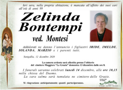 Zelinda Bontempi necrologio