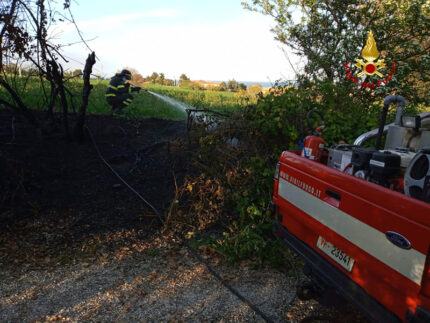 Incendio sterpaglie in strada del Camposanto Vecchio