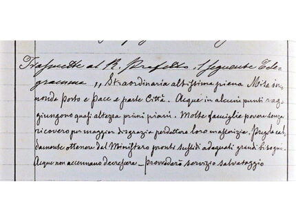 Alluvione Senigallia 11-12 novembre 1896 - Telegramma al Prefetto di Ancona