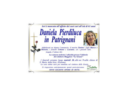 Necrologio Daniela Pierdiluca in Patrignani