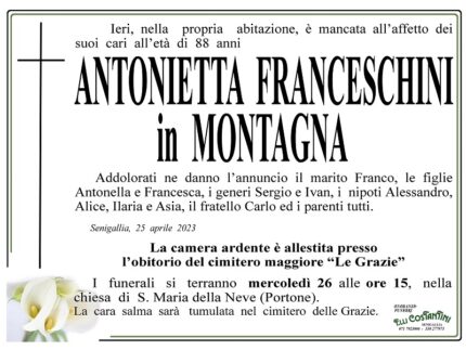 Necrologio di Antonietta Franceschini