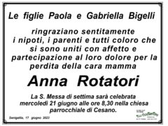 Ringraziamenti per la partecipazione ai funerali di Anna Rotatori
