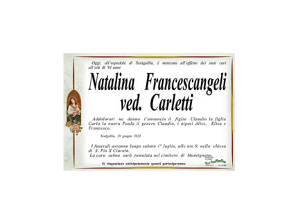 Necrologio Natalina Francescangeli