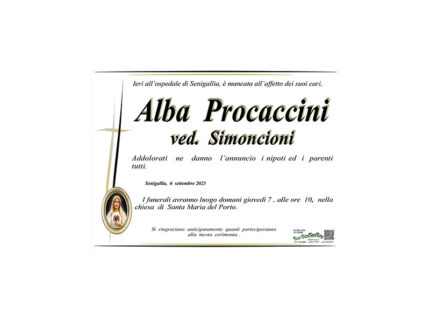 Necrologio Alba Procaccini