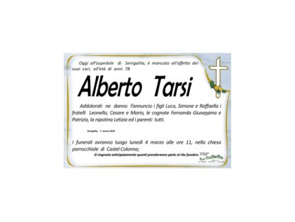Necrologio di Alberto Tarsi