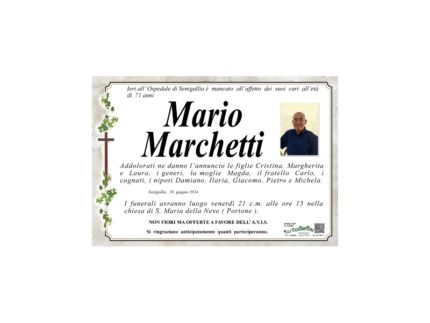 Necrologio Mario Marchetti