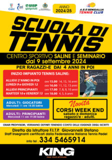 Scuola di tennis 2024/25 dell'ASD Senigallia Tennis Club