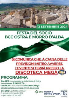 Festa del Socio per i 110 anni della BCC di Ostra e Morro d'Alba