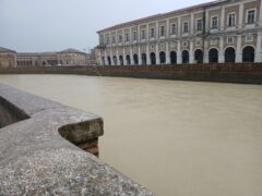 Fiume Misa in centro a Senigallia alle ore 11.30 del 19 settembre 2024