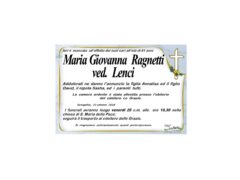 Necrologio Maria Giovanna Ragnetti