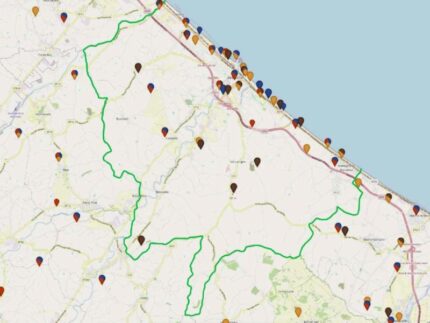 Posizione degli impianti impattanti sul comune di Senigallia suddivisi per i 4 Gestori principali TIM, Vodafone, Wind3, Iliad