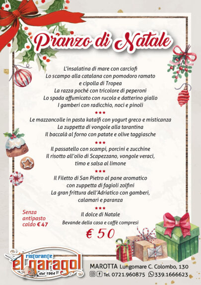 Ristorante El Garagol - Menu pranzo di Natale 2024