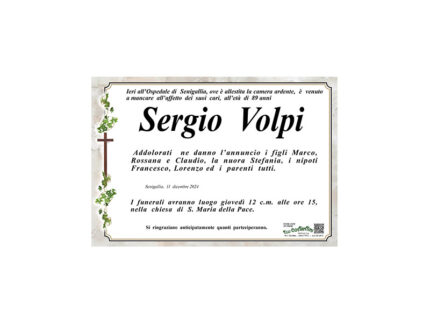 Necrologio Sergio Volpi